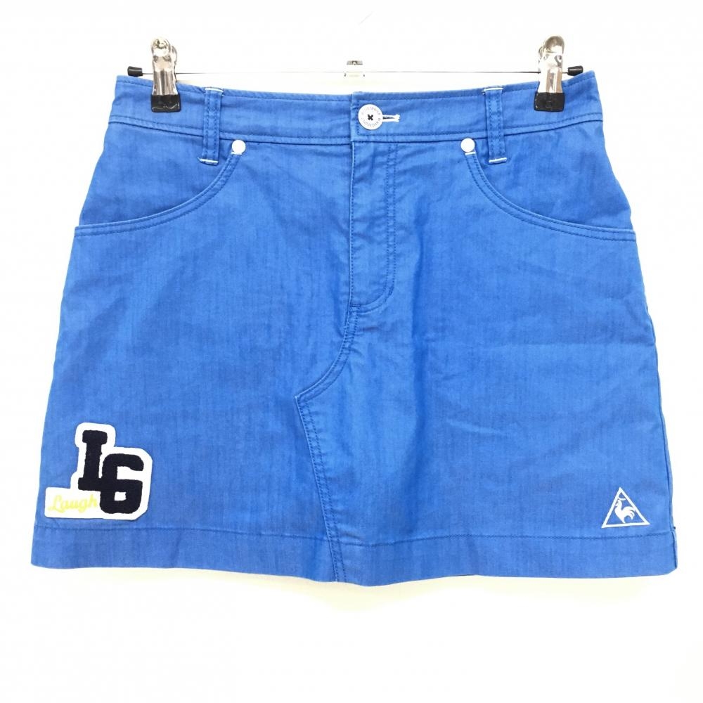 【美品】ルコック スカート ブルー ワッペン 内側インナーパンツ レディース 9(M) ゴルフウェア le coq sportif
