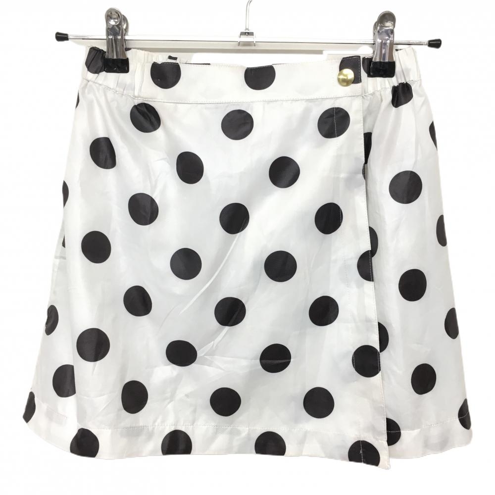 ルコック×DURAS 巻きスカート 白×ブラウン ドット 裏地メッシュ  レディース M ゴルフウェア le coq sportif