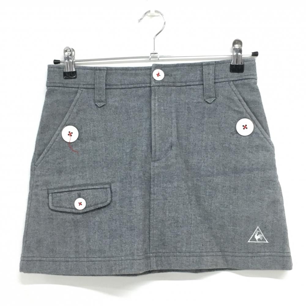 ルコック スカート グレー ヘリンボーン 裏起毛 ボタン糸ゆるみ レディース 7 ゴルフウェア le coq sportif