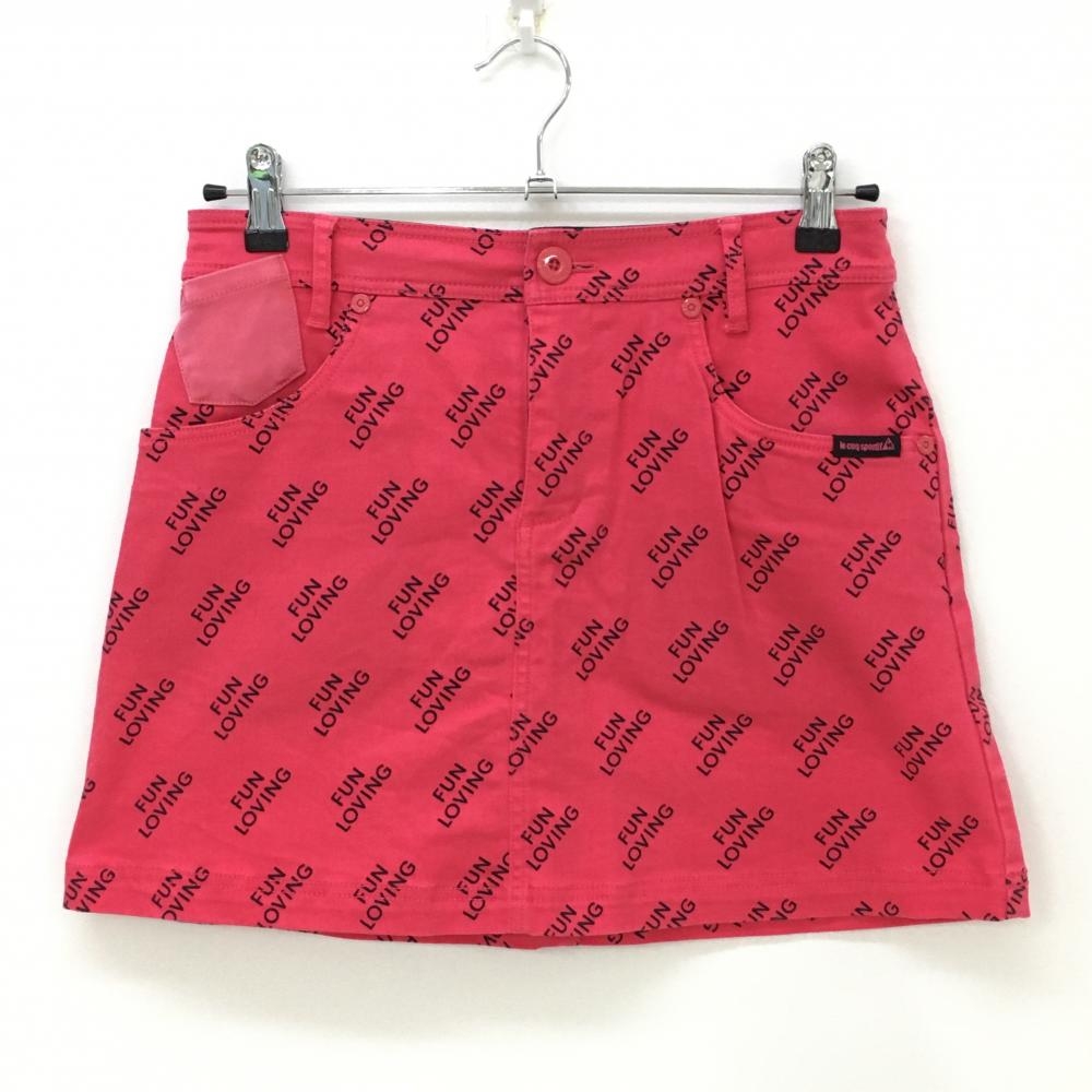 ルコック スカート レッド系×黒 英字総柄 レディース 9(M) ゴルフウェア le coq sportif