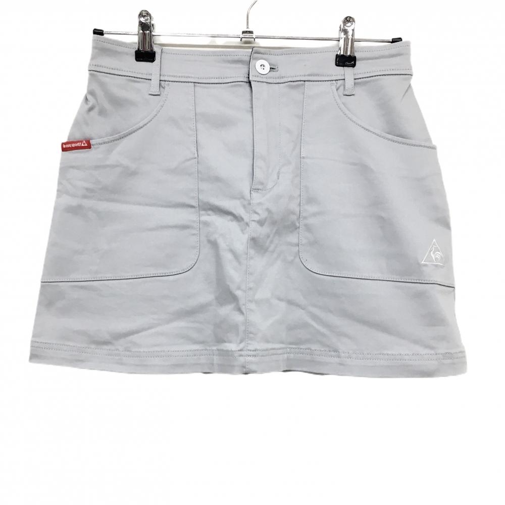 【美品】ルコック スカート グレー シンプル ロゴ刺しゅう ストレッチ レディース 9 ゴルフウェア le coq sportif