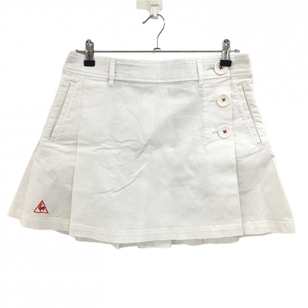 【超美品】ルコック スカート 白 背面プリーツ ストレッチ レディース 13 ゴルフウェア le coq sportif