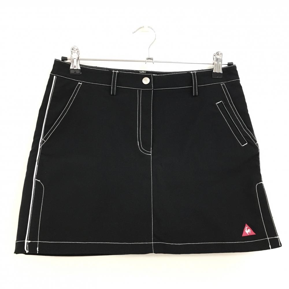【超美品】ルコック スカート 黒×白 ステッチ 内側インナーパンツ ストレッチ レディース 9 ゴルフウェア le coq sportif