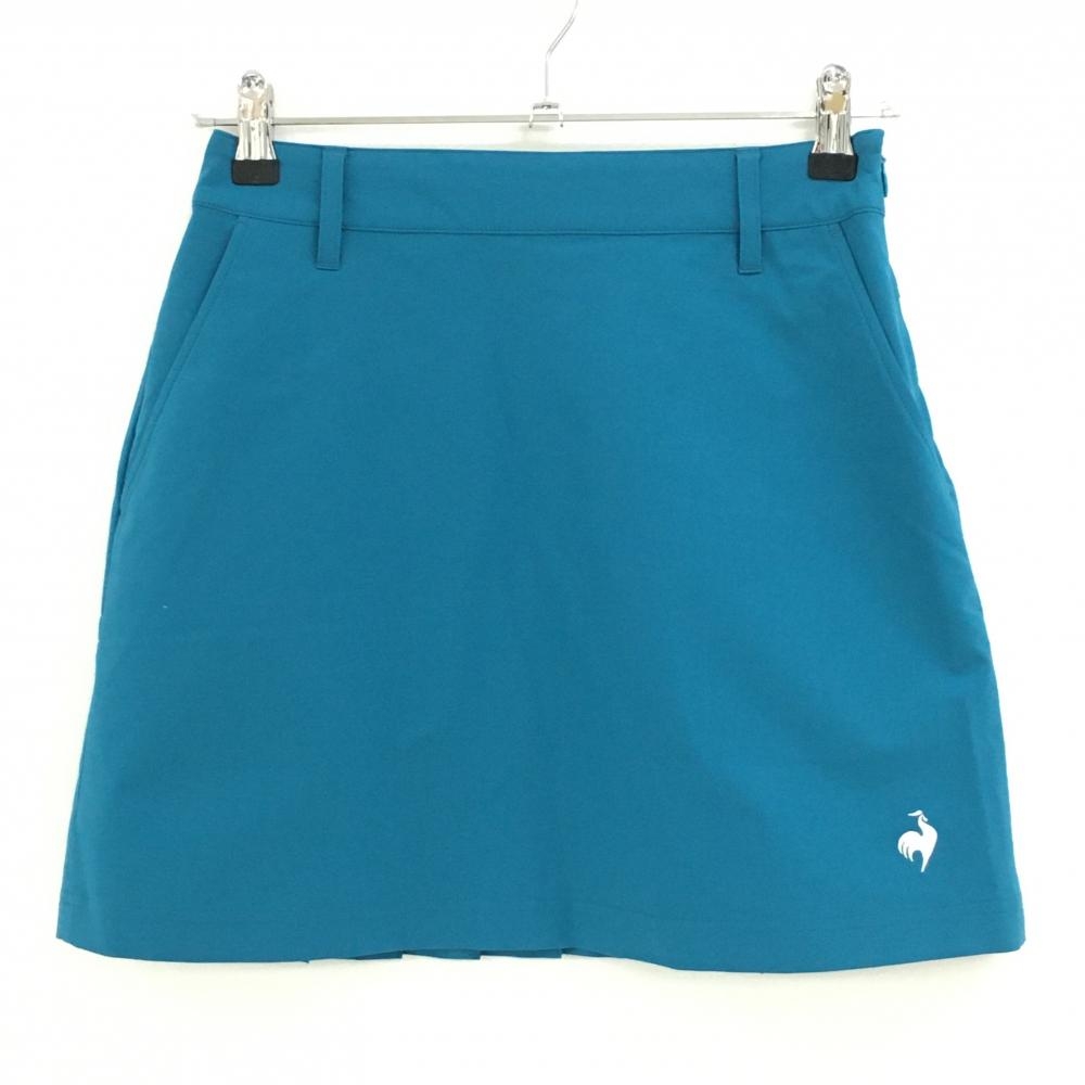 【超美品】ルコック スカート ブルーグリーン 後裾プリーツ レディース 7 ゴルフウェア le coq sportif