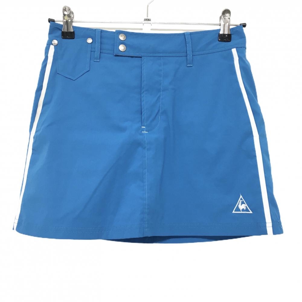 ルコックゴルフ スカート ライトブルー×白 サイドライン 内側インナーパンツ  レディース 7 ゴルフウェア le coq sportif