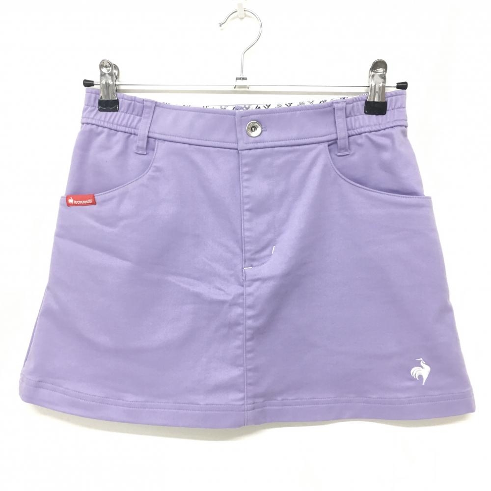 【美品】ルコックゴルフ スカート パープル×白 後ポケット刺しゅう  レディース 7 ゴルフウェア le coq sportif