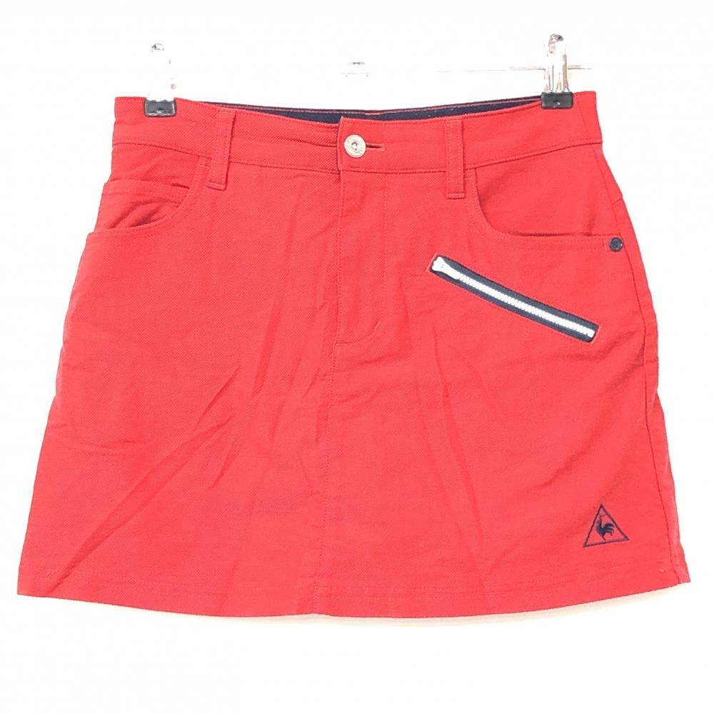 ルコックゴルフ スカート レッド×ネイビー ジップポケット 内側インナーパンツ  レディース 7 ゴルフウェア le coq sportif