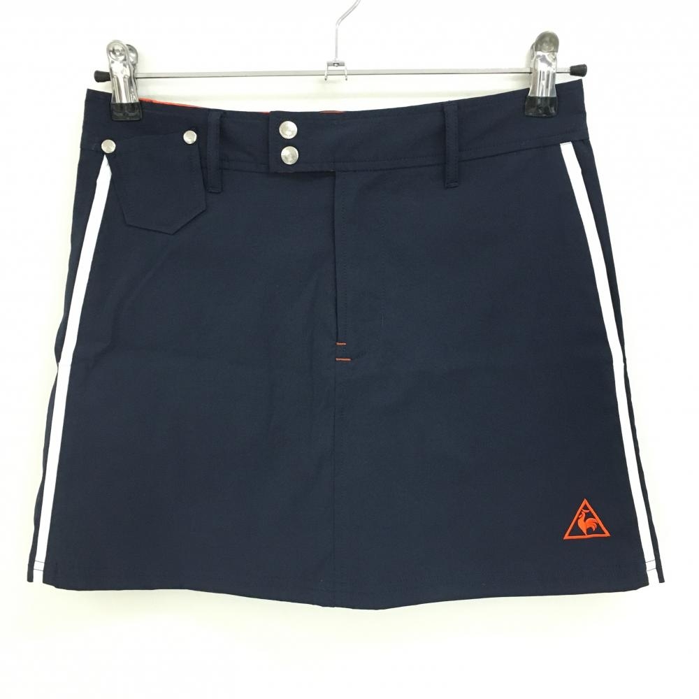 【超美品】ルコックゴルフ スカート ネイビー×白 背面ビッグロゴ ストレッチ レディース 7 ゴルフウェア le coq sportif