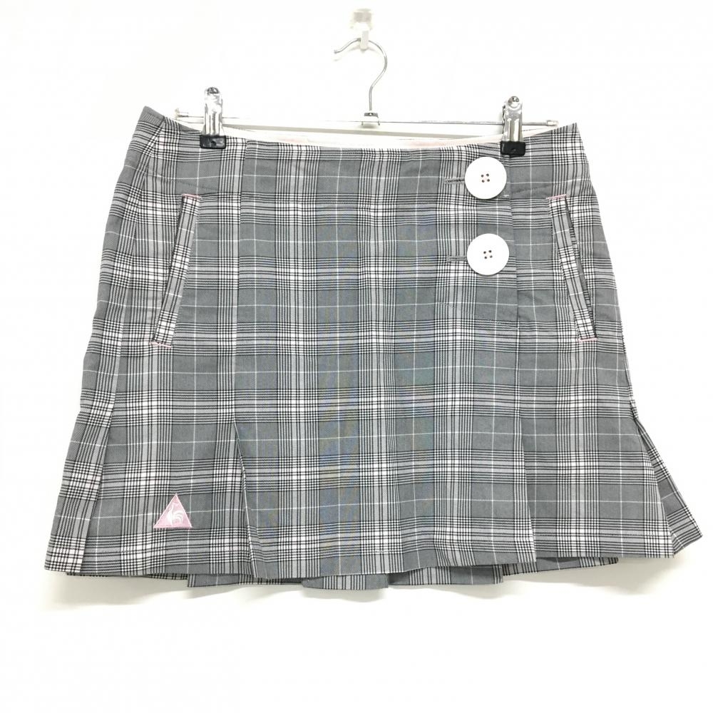 【超美品】ルコックゴルフ スカート グレー×ピンク チェック  レディース 13 ゴルフウェア le coq sportif