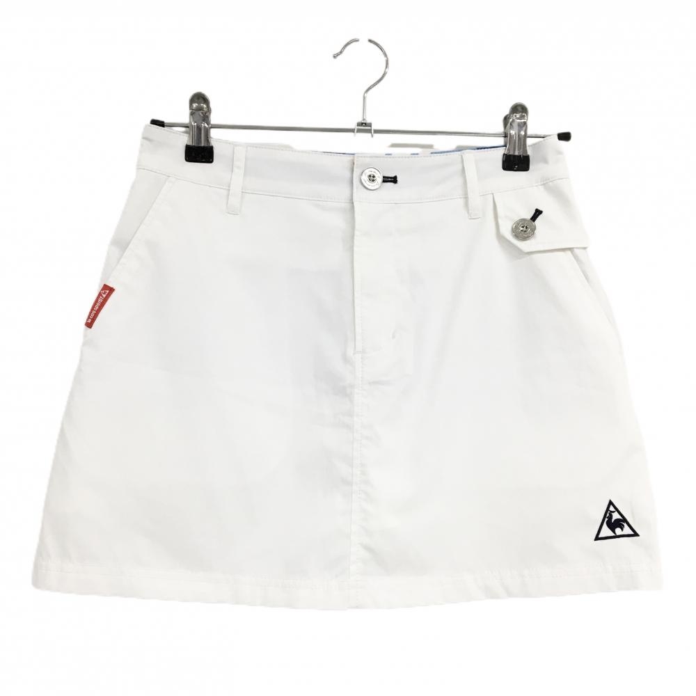 【超美品】ルコックゴルフ スカート 白 バックプリント 内側メッシュインナーパンツ レディース 7 ゴルフウェア le coq sportif