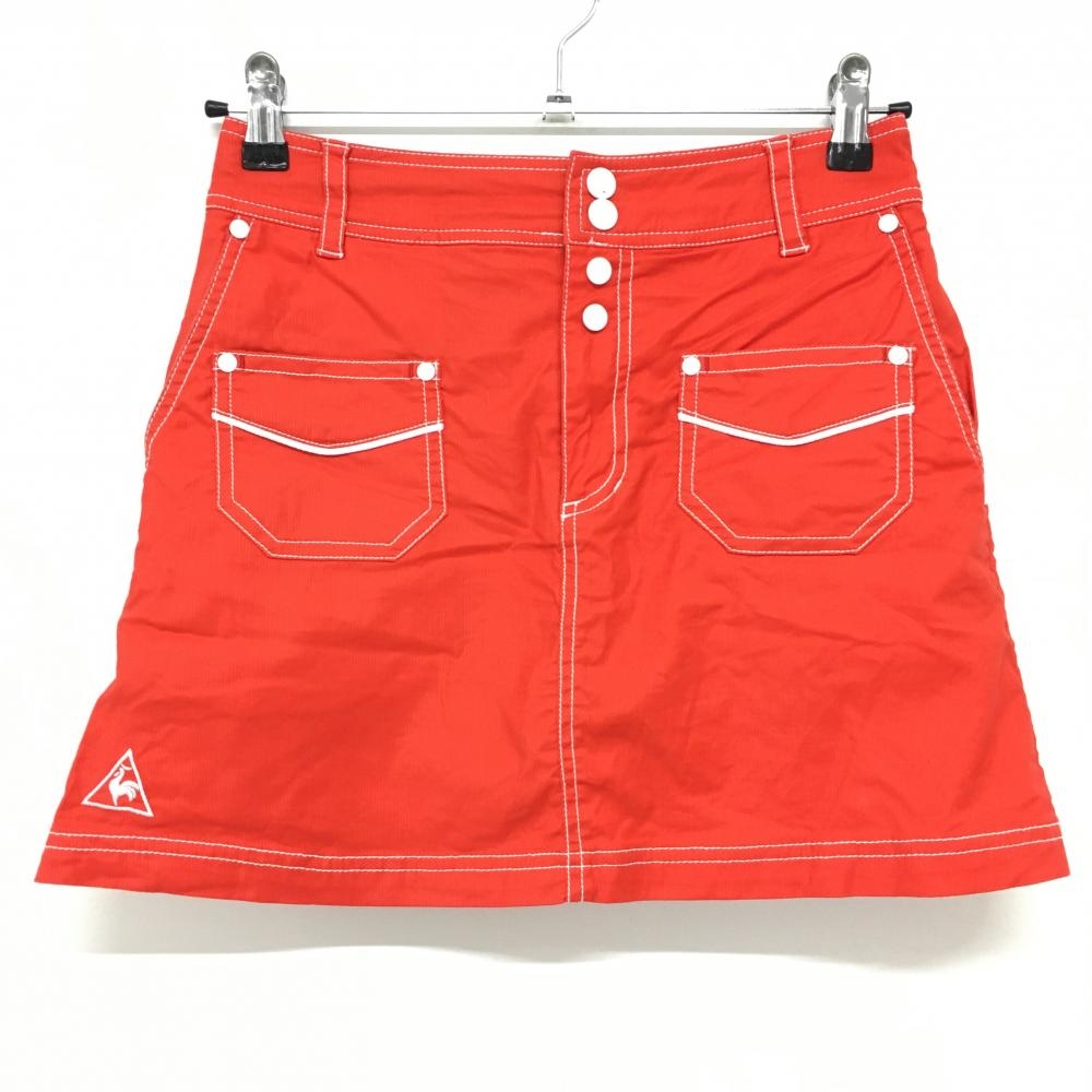 【美品】ルコック スカート レッド×白 ステッチ白 内側メッシュインナーパンツ レディース 7 ゴルフウェア le coq sportif