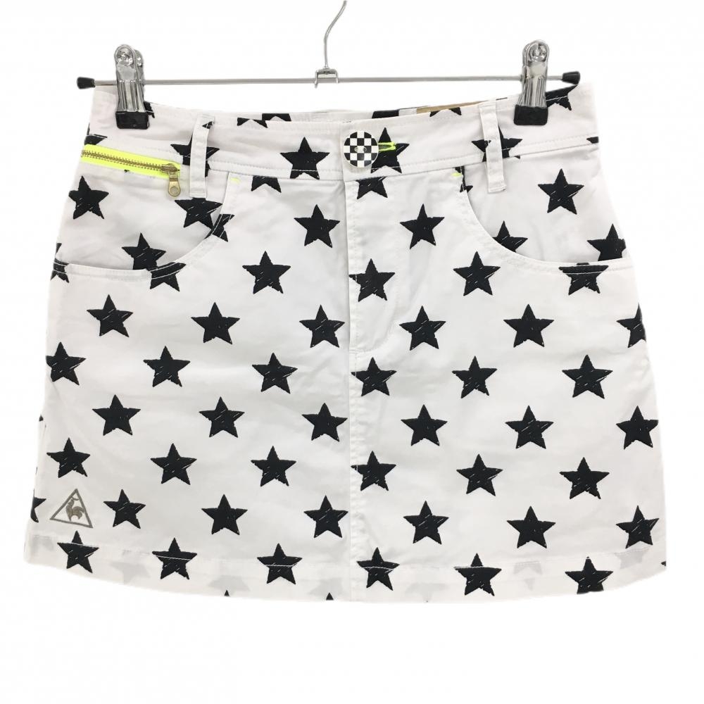 【超美品】ルコックゴルフ スカート 白×黒 星柄  レディース 7 ゴルフウェア le coq sportif