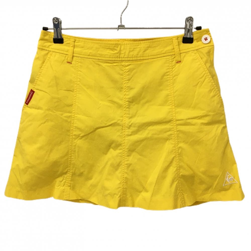 【美品】ルコックゴルフ スカート イエロー 裾ロゴ 内側インナーパンツ  レディース 9 ゴルフウェア le coq sportif