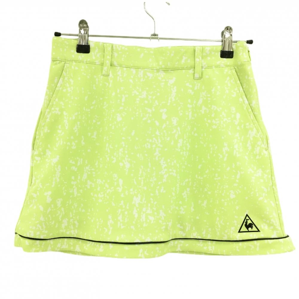 ルコックゴルフ スカート ライトグリーン×白 総柄 黒ライン レディース 9 ゴルフウェア le coq sportif
