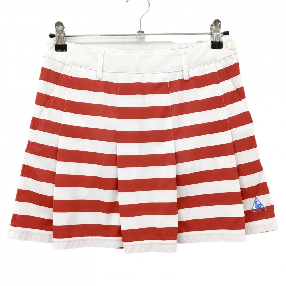 ルコックゴルフ スカート レッド×白 ボーダー レディース 9 ゴルフウェア le coq sportif
