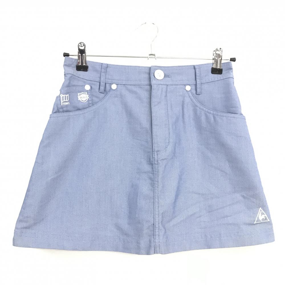 【超美品】ルコックゴルフ スカート 杢ブルー ストレッチ 内側インナーパンツ レディース 7 ゴルフウェア le coq sportif