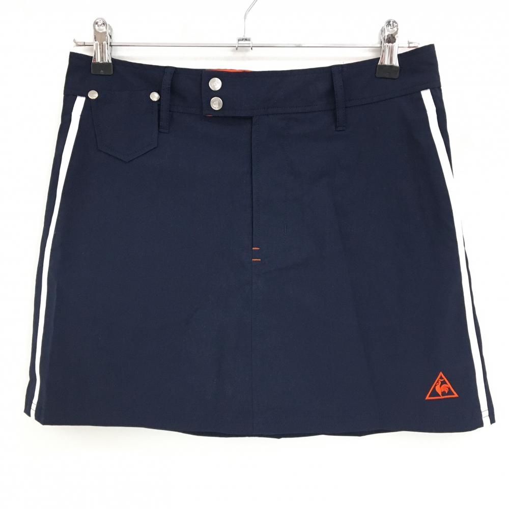 ルコックゴルフ スカート ネイビー×白 サイドライン バックプリント 内側インナーパンツ レディース 11 ゴルフウェア le coq sportif