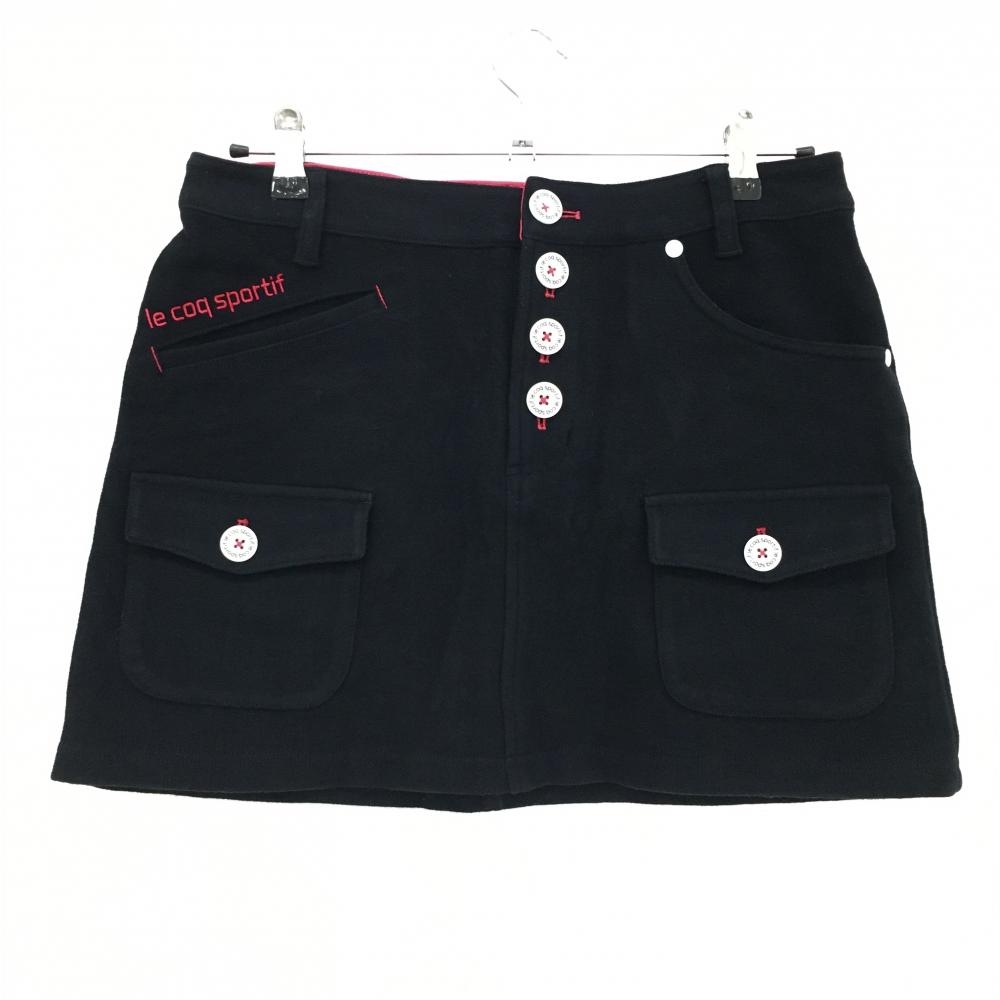 ルコックゴルフ スカート 黒×ピンク 表微起毛 6ポケット ストレッチ  レディース 9 ゴルフウェア le coq sportif