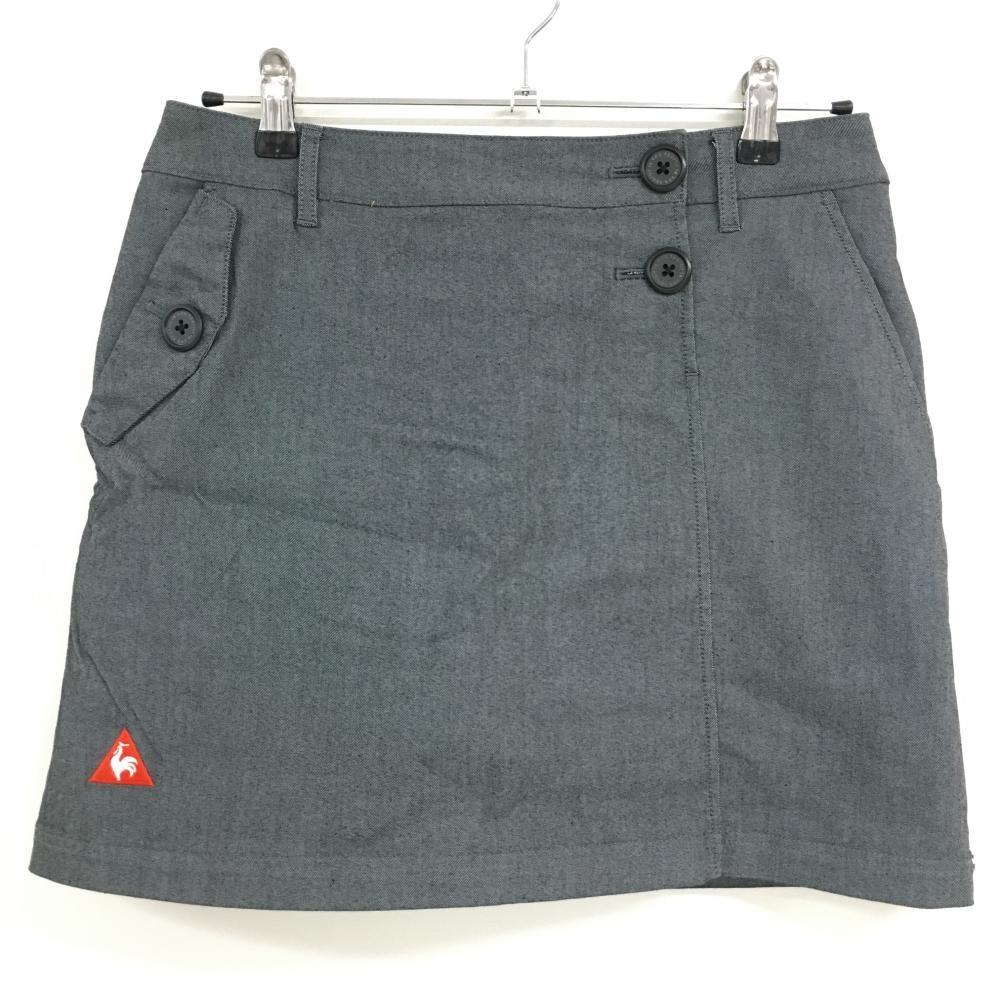 【美品】ルコックゴルフ スカート 杢ダークグレー 内側インナーパンツ 後ろロゴ刺しゅう レディース 11 ゴルフウェア le coq sportif