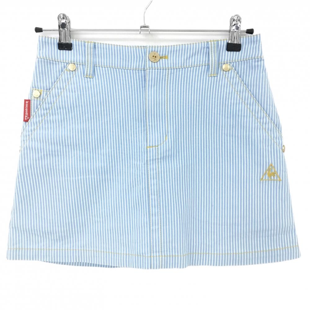 ルコックゴルフ スカート ライトブルー×白 ストライプ レディース 7 ゴルフウェア le coq sportif