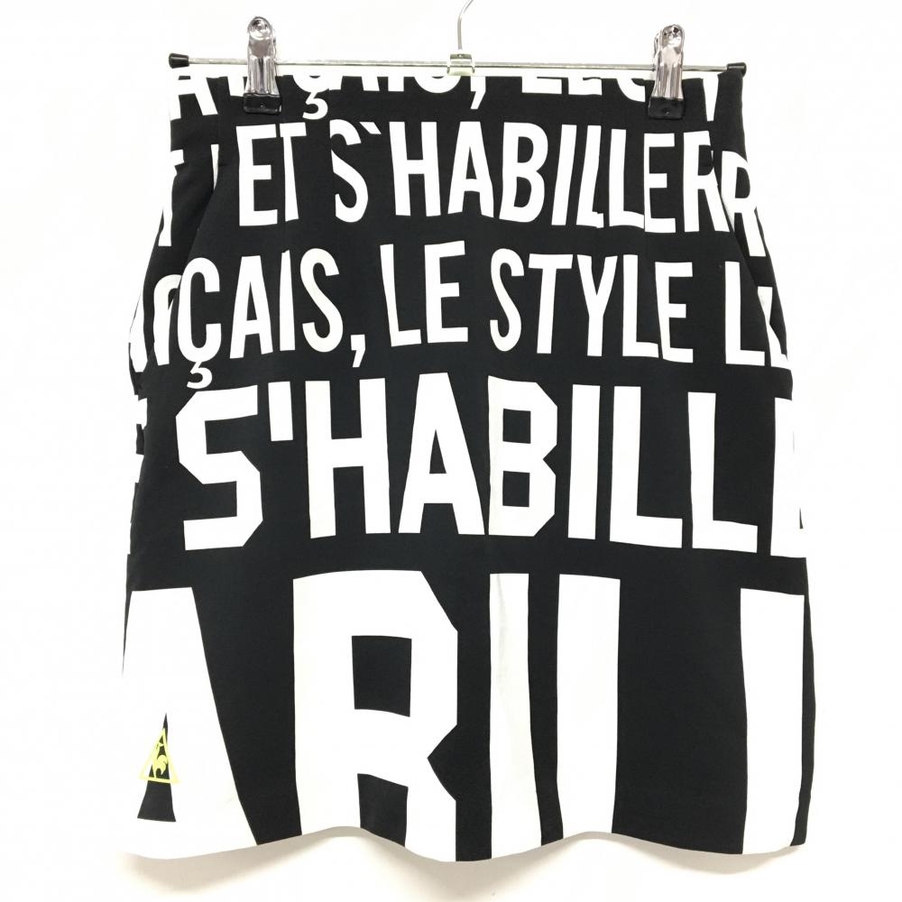 【超美品】ルコックゴルフ スカート 黒×白 ロゴ総柄 ストレッチ レディース 11 ゴルフウェア le coq sportif