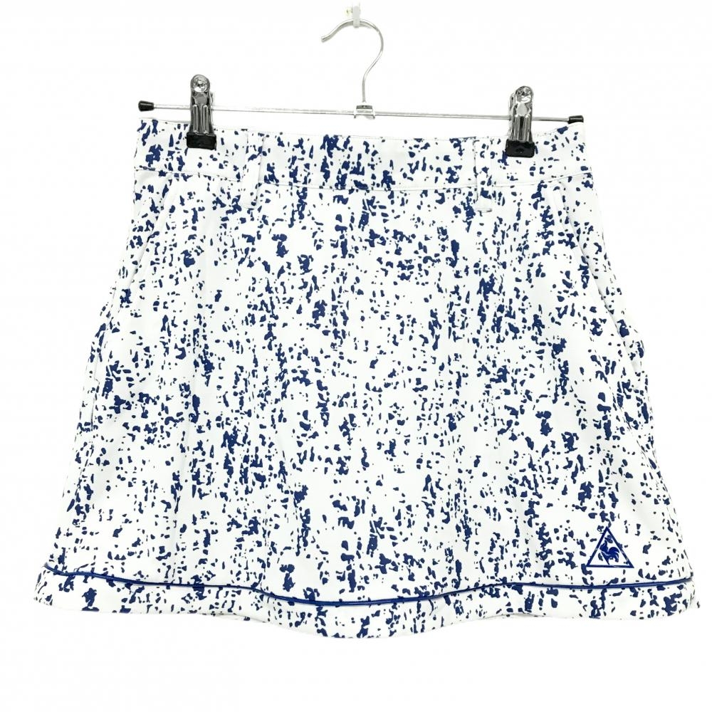 ルコックゴルフ スカート 白×ネイビー 総柄 パイピング 裾ロゴ レディース 11 ゴルフウェア le coq sportif