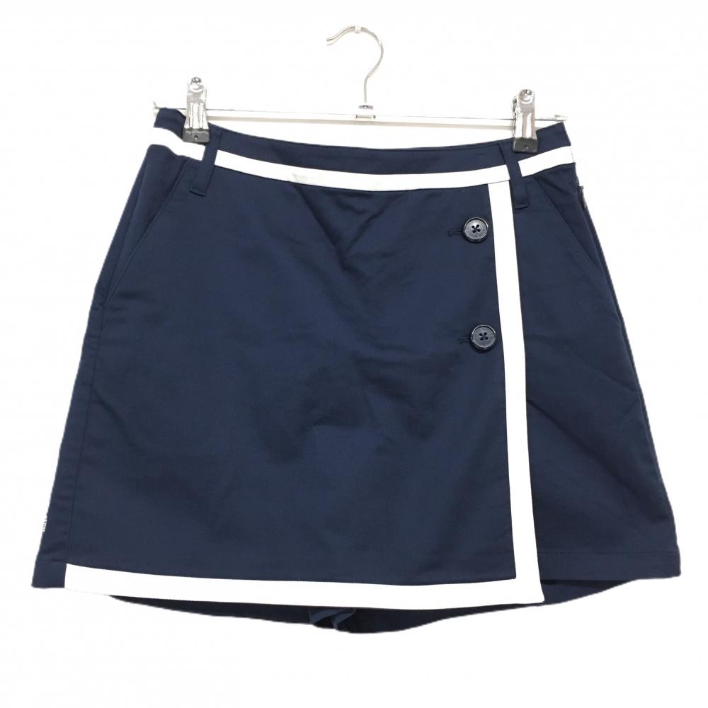 【超美品】ルコックゴルフ スカート ネイビー×白 バックロゴ パイピング風 レディース 11 ゴルフウェア le coq sportif