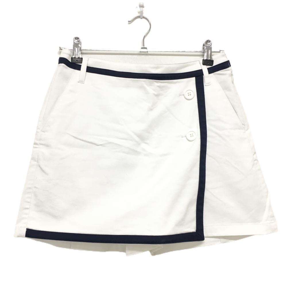 ルコックゴルフ スカート 白×ネイビー バックロゴ パイピング風 内側インナーパンツ レディース 11 ゴルフウェア le coq sportif