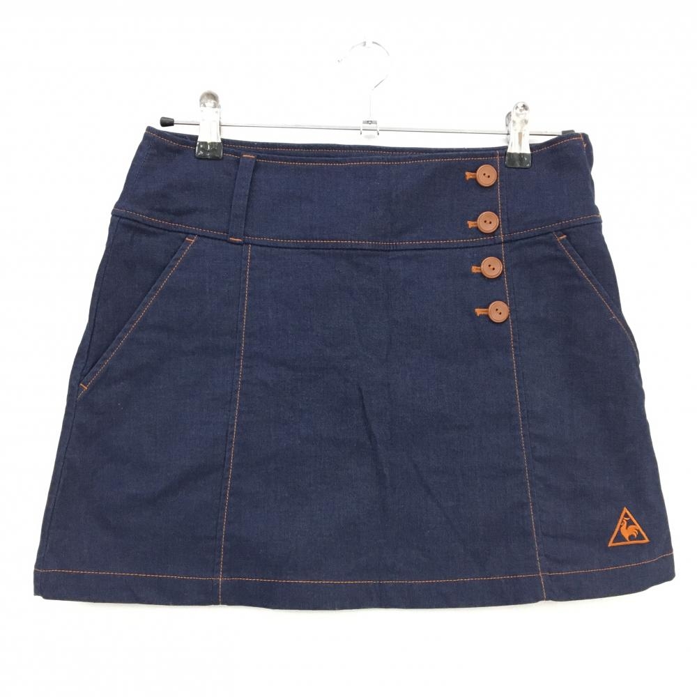 【超美品】ルコックゴルフ スカート ネイビー ステッチオレンジ ストレッチ  レディース 9(M) ゴルフウェア le coq sportif