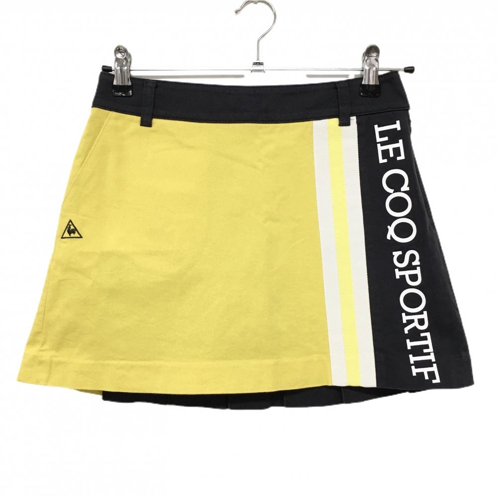 ルコックゴルフ スカート イエロー×黒系 後ろプリーツ 韓国モデル レディース 7 ゴルフウェア le coq sportif