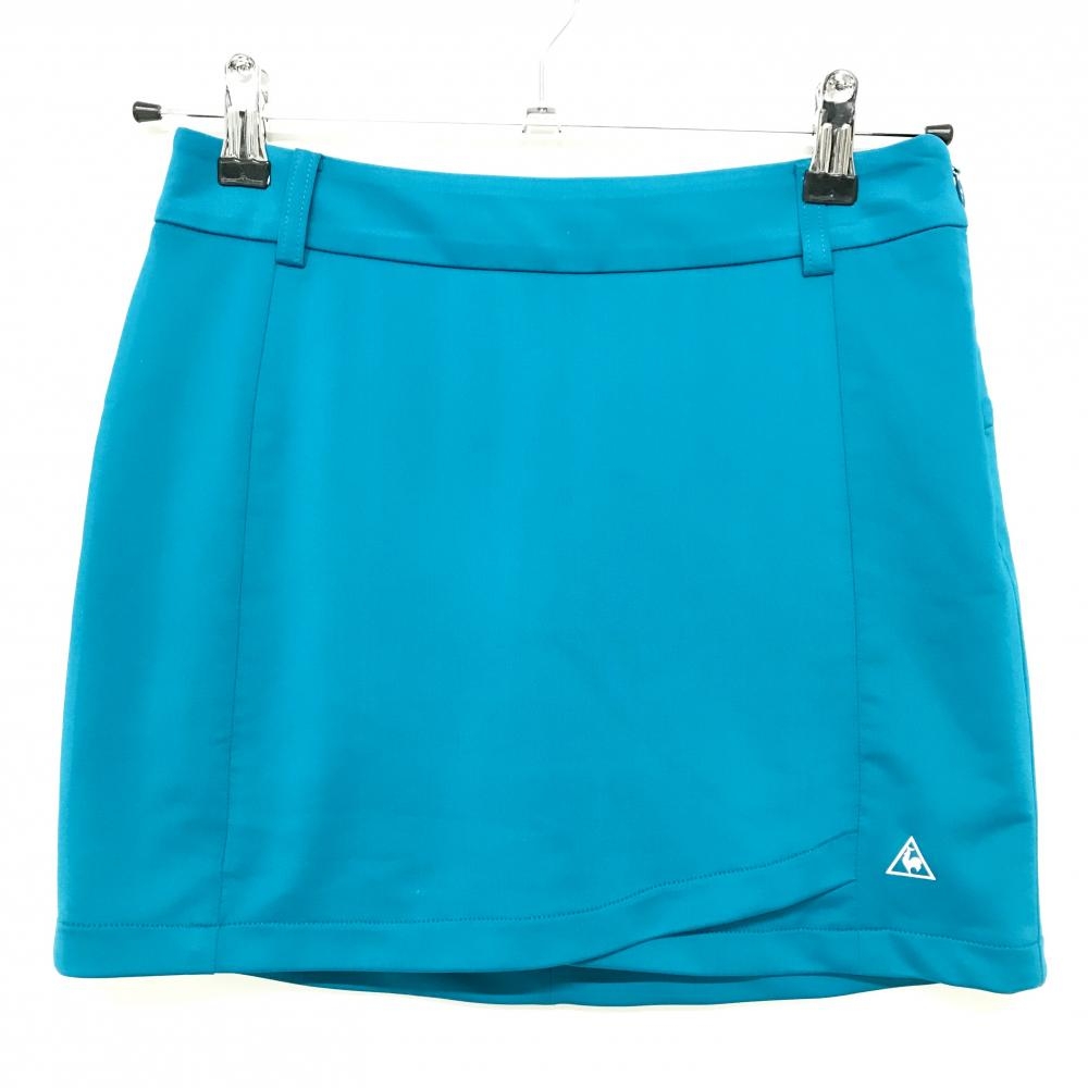 【超美品】ルコックゴルフ スカート ブルーグリーン×白 ロゴ 韓国モデル 内側インナーパンツ レディース 7 ゴルフウェア le coq sportif