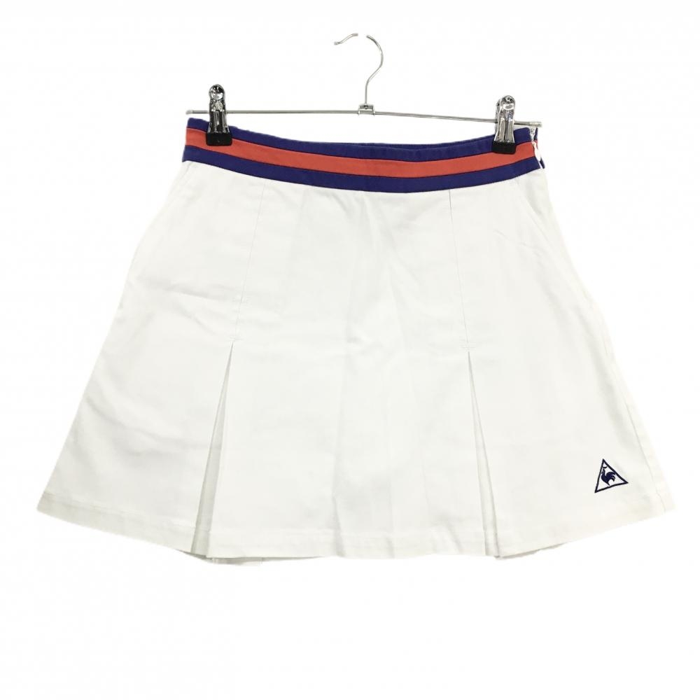 【新品】ルコックゴルフ スカート 白×レッド 内側インナーパンツ 裾ロゴ刺しゅう レディース 9 ゴルフウェア le coq sportif