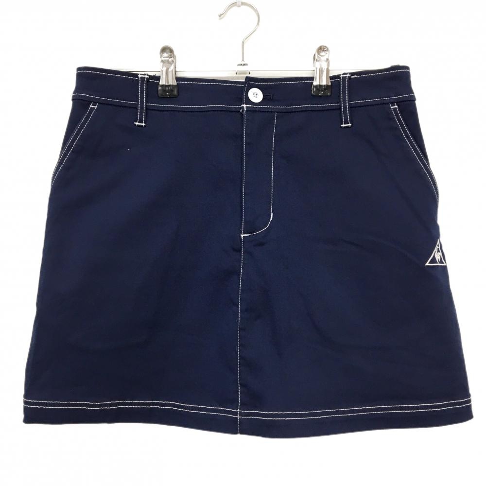 【美品】ルコックゴルフ スカート ネイビー×白 ステッチ レディース 11 ゴルフウェア le coq sportif