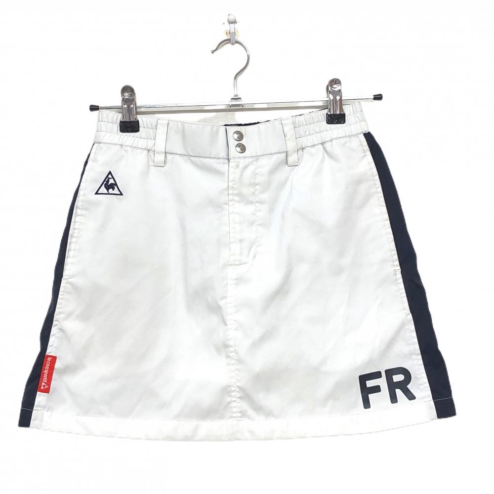 ルコックゴルフ スカート 白×ダークネイビー ウエストゴム サイドネイビーライン  レディース 7 ゴルフウェア le coq sportif