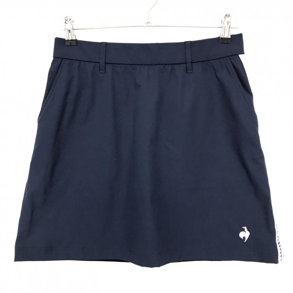 【超美品】ルコックゴルフ スカート ネイビー×白 サイドロゴライン ストレッチ レディース 13 ゴルフウェア le coq sportif