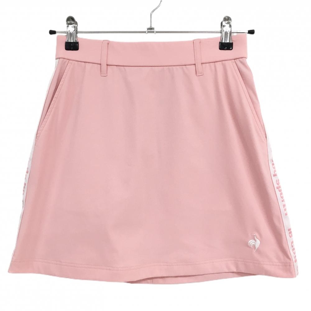【美品】ルコックゴルフ スカート ピンク サイドロゴライン ストレッチ レディース 7 ゴルフウェア le coq sportif