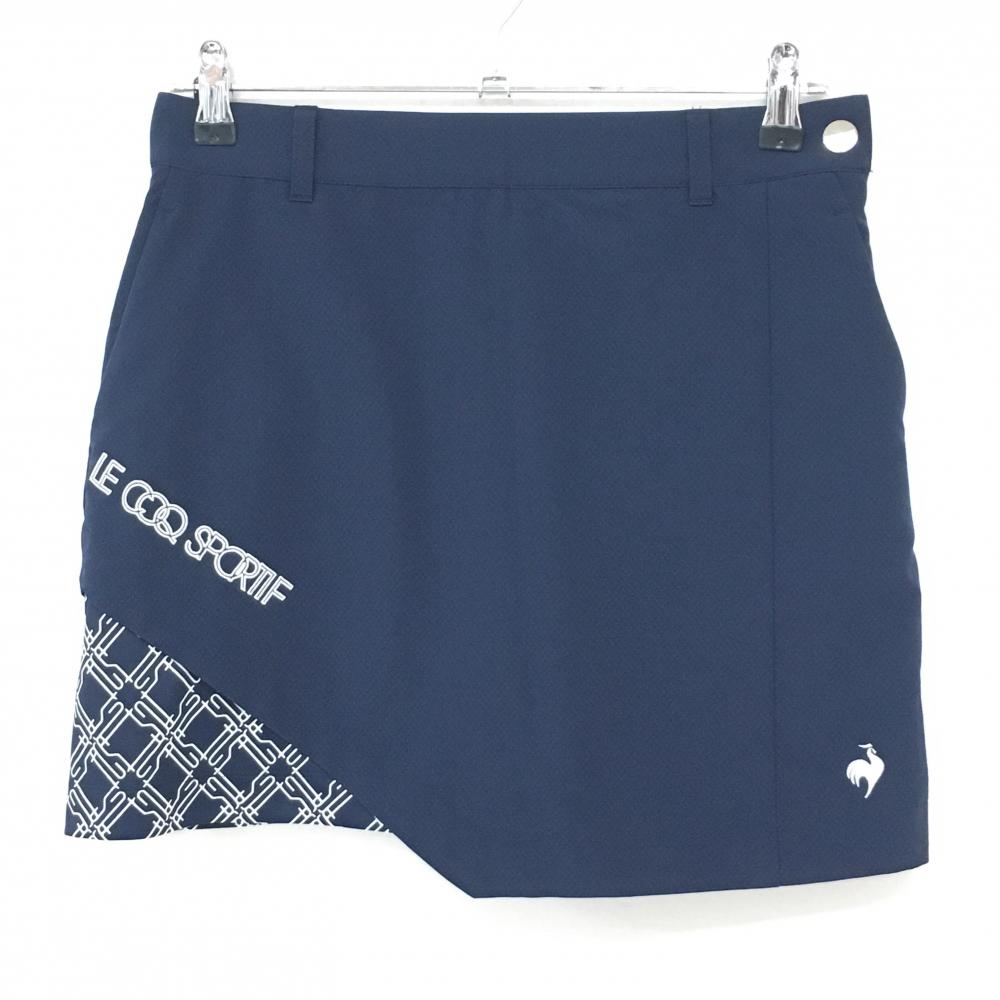 【超美品】ルコックゴルフ スカート ネイビー×白 格子柄 インナーパンツ付  レディース M ゴルフウェア le coq sportif