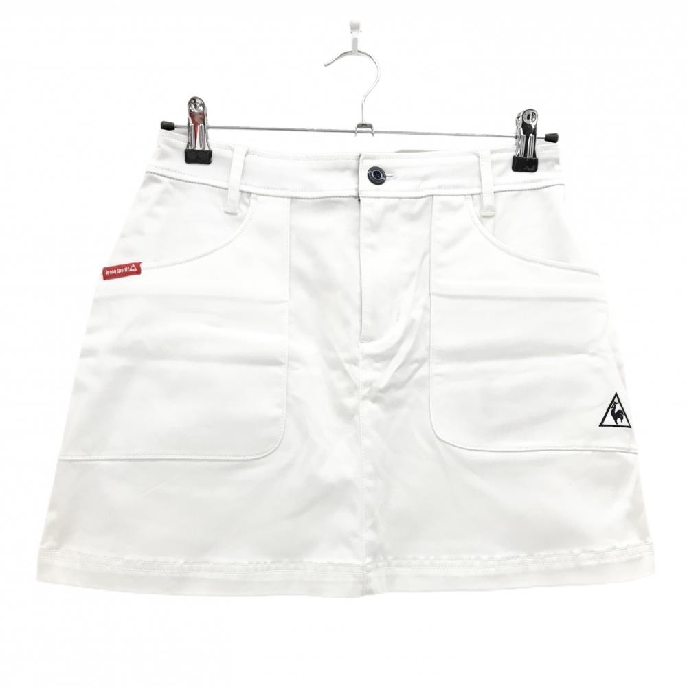 【新品】ルコックゴルフ スカート 白×ネイビー ロゴ刺しゅう ストレッチ レディース 9 ゴルフウェア le coq sportif