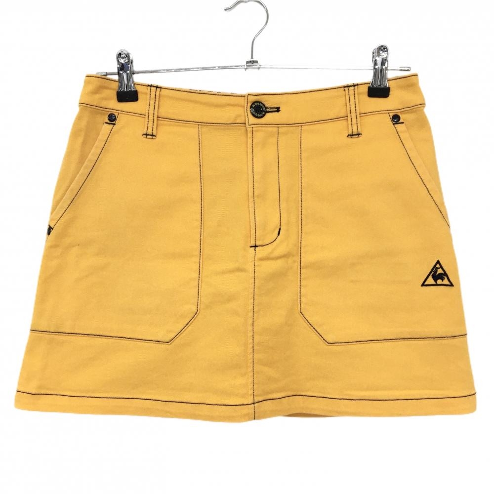 ルコックゴルフ スカート オレンジ×ネイビー ステッチ 背面ビッグロゴ レディース 11 ゴルフウェア le coq sportif
