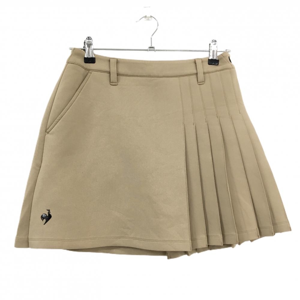 【美品】ルコックゴルフ スカート ベージュ ダンボールニット 一部プリーツ   レディース M ゴルフウェア le coq sportif