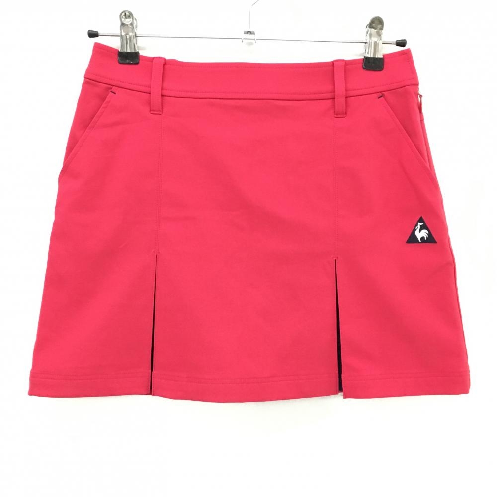 【美品】ルコックゴルフ ストレッチスカート ピンク ボックスプリーツ 後ろウエストゴム  レディース 7 ゴルフウェア le coq sportif