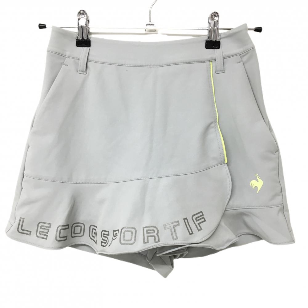 ルコックゴルフ キュロットスカート グレー×イエロー 立体ロゴ レディース 7 ゴルフウェア le coq sportif