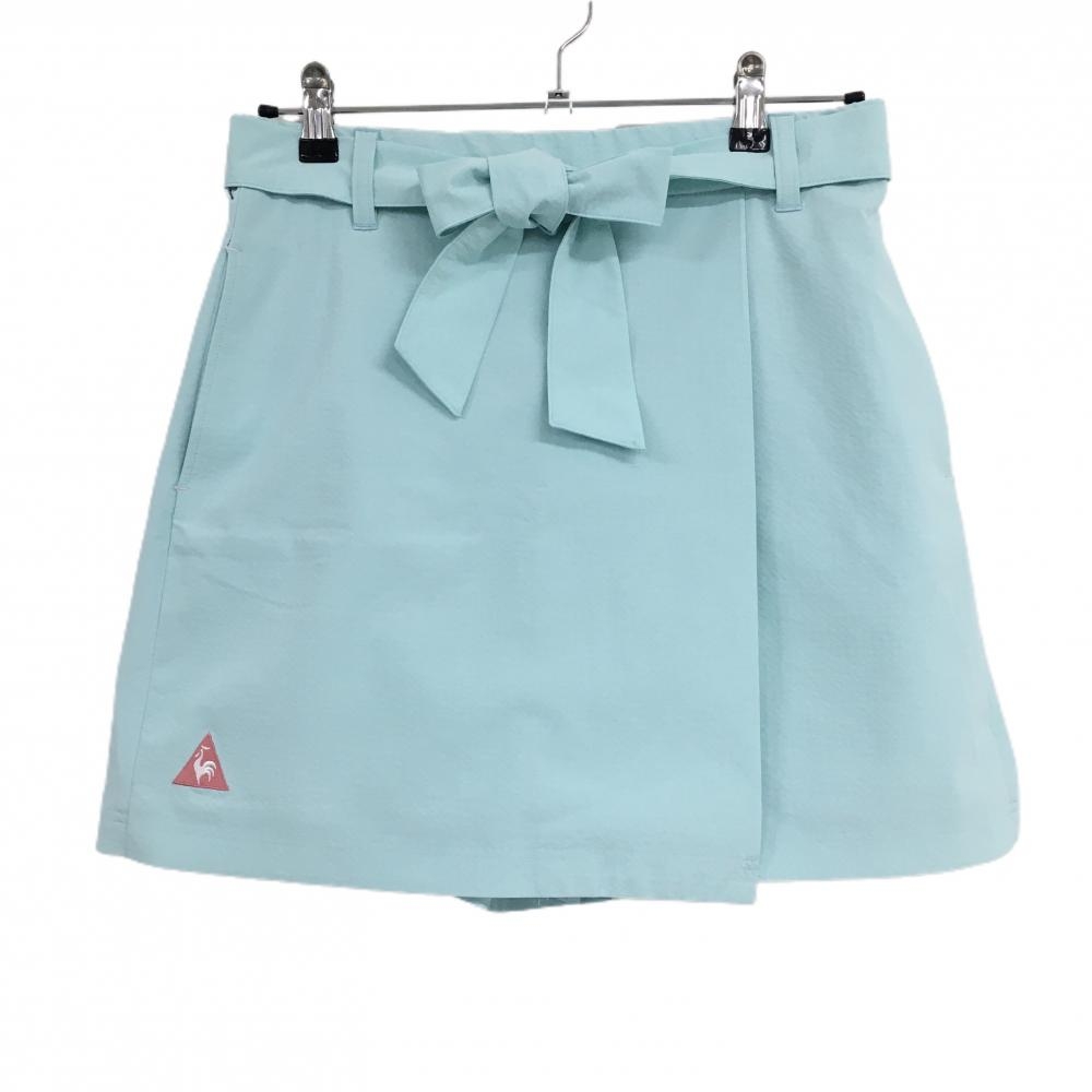 【超美品】ルコックゴルフ キュロットスカート ミントグリーン サッカー調生地  レディース 13 ゴルフウェア le coq sportif