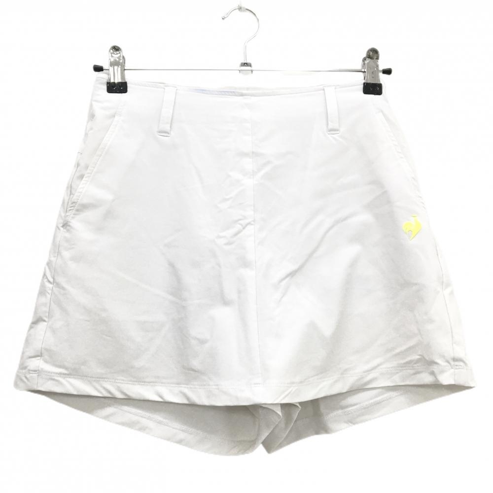 ルコック キュロットスカート 白×蛍光イエロー レディース 11(L) ゴルフウェア le coq sportif