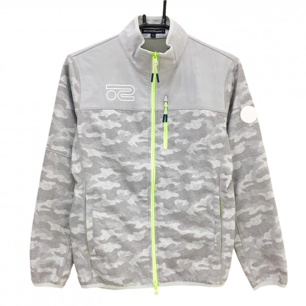 【超美品】ロサーセン ジャケット 杢ライトグレー カモフラ柄 迷彩 透湿 防風 撥水 レディース M ゴルフウェア Rosasen