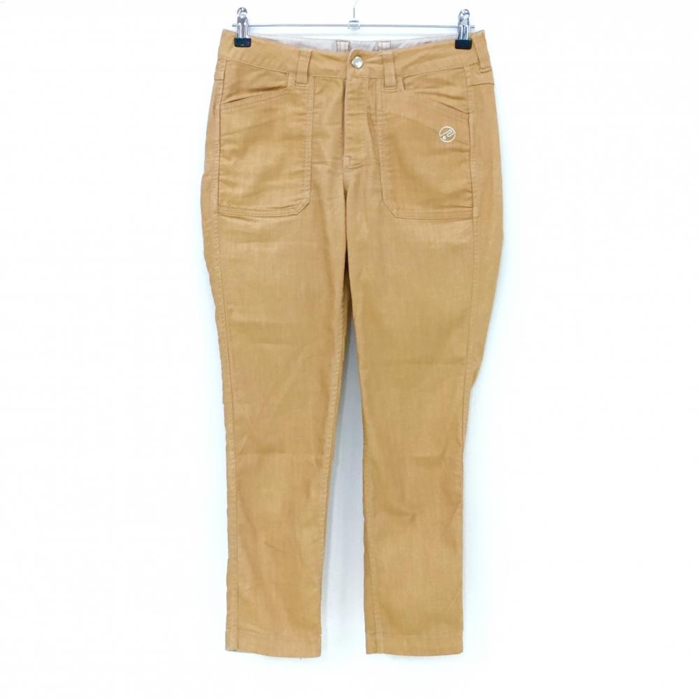 【美品】ロサーセン リバーシブルパンツ オレンジブラウン×ベージュ ロゴ刺しゅう レディース 40(M) ゴルフウェア Rosasen