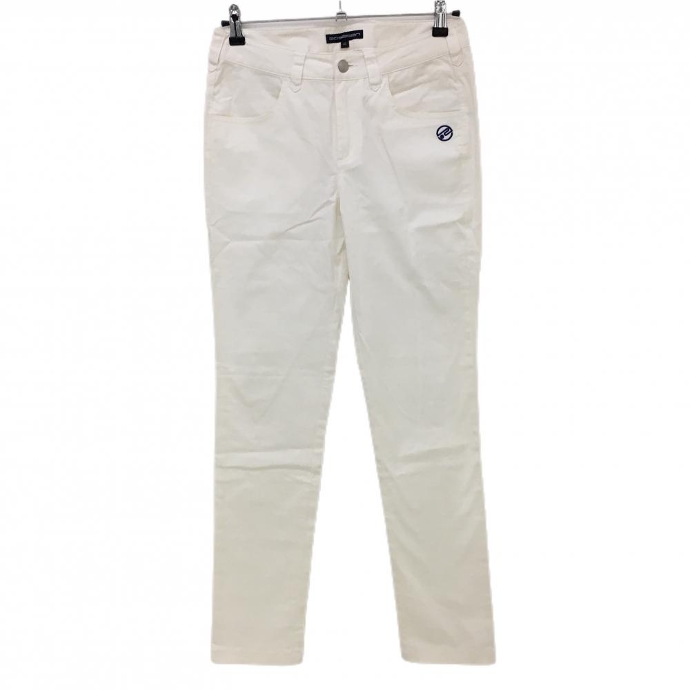 【超美品】ロサーセン パンツ 白 シンプル ストレッチ レディース 40(L) ゴルフウェア Rosasen