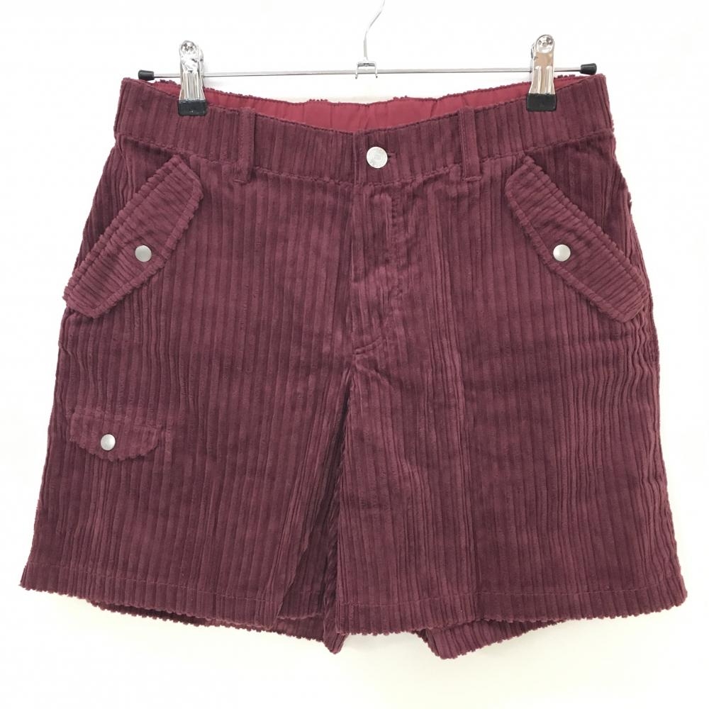 【超美品】ロサーセン ショートパンツ ボルドー 凸凹ストライプ ストレッチ  レディース L ゴルフウェア Rosasen