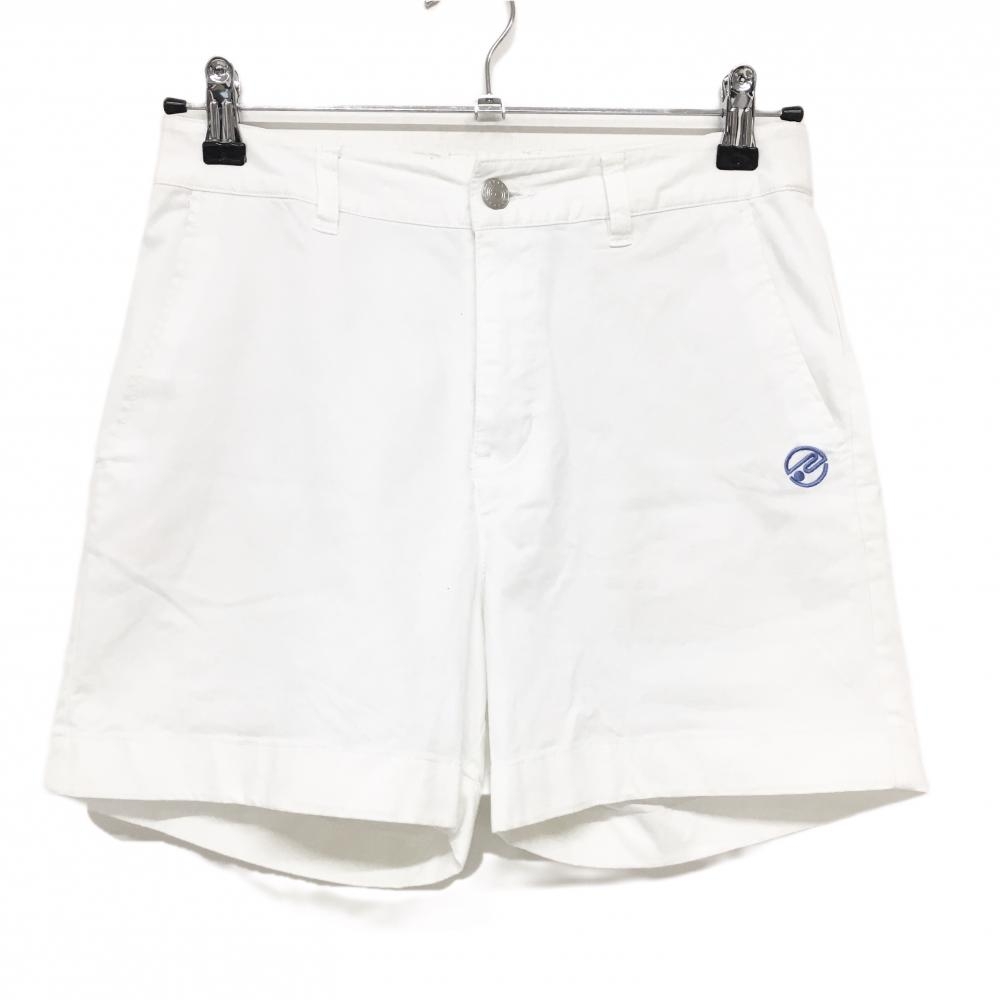 ロサーセン ショートパンツ 白 ロゴブルー レディース M ゴルフウェア Rosasen