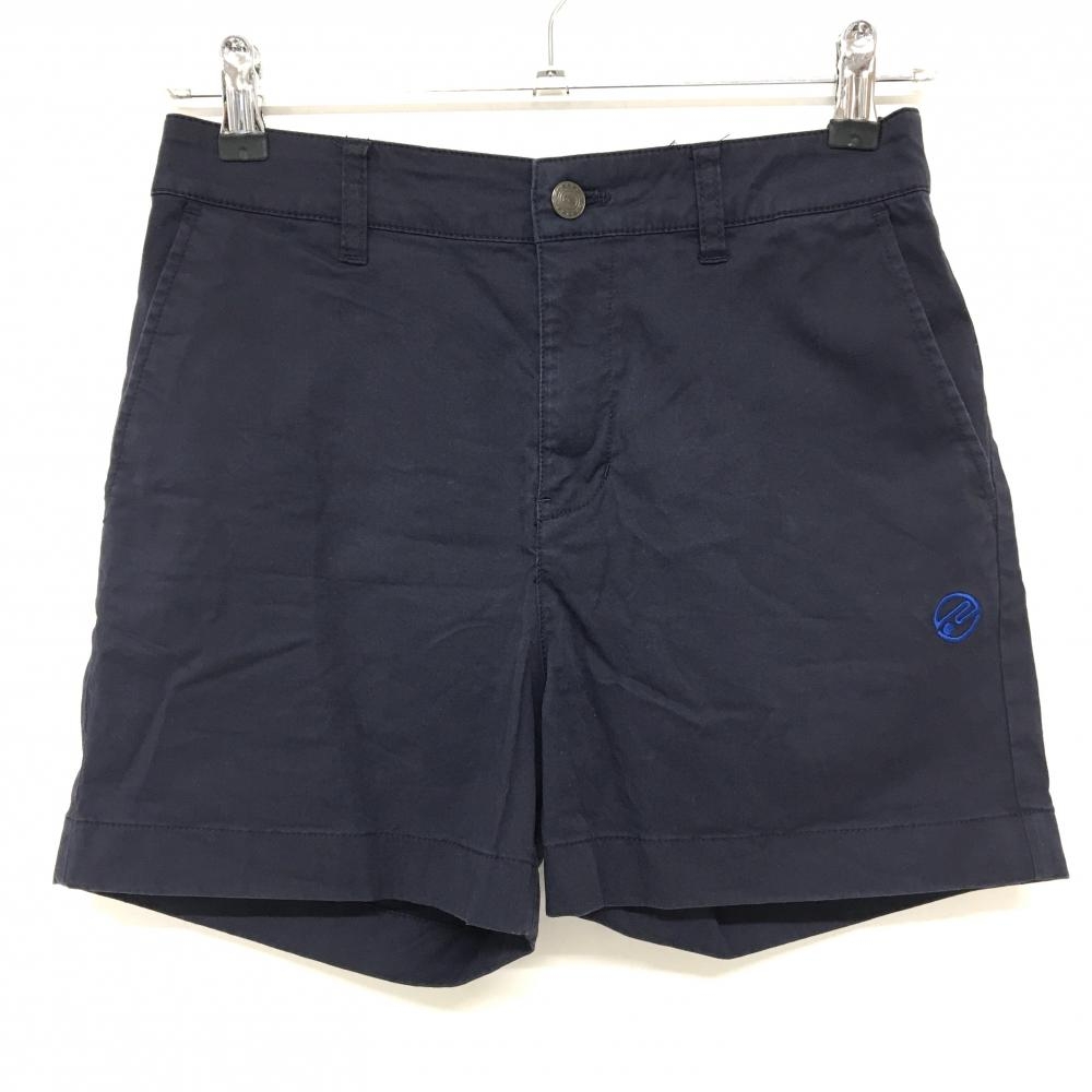 ロサーセン ショートパンツ ネイビー×ブルー ストレッチ コットン混 ロゴ刺しゅう レディース 40(M) ゴルフウェア Rosasen